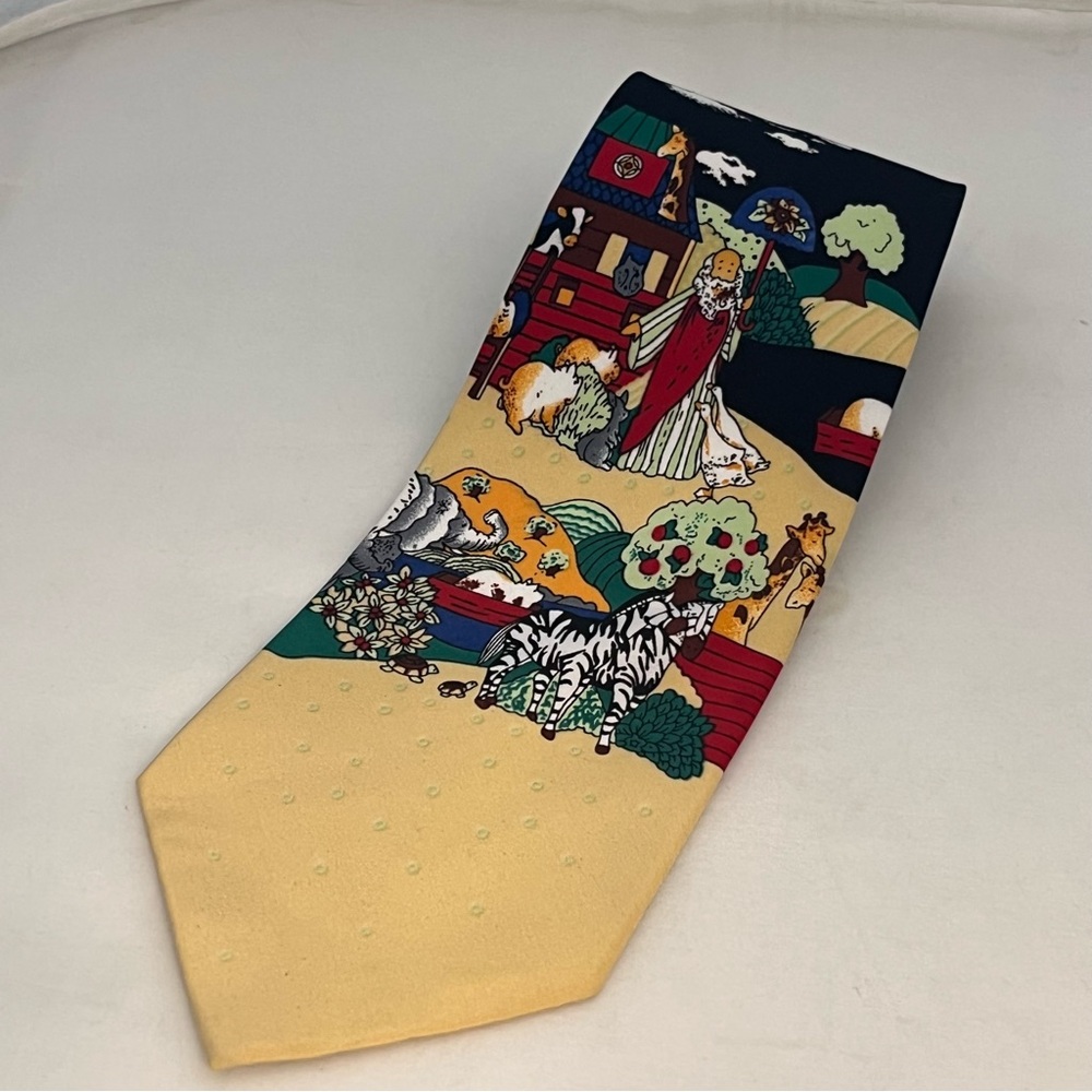 Parquet Noah's Ark Religious Themed Graphic Polyester Tie